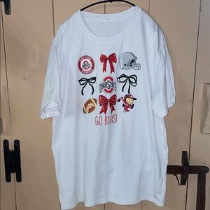 Ohio State Women’s White Graphic T-Shirt bows and football